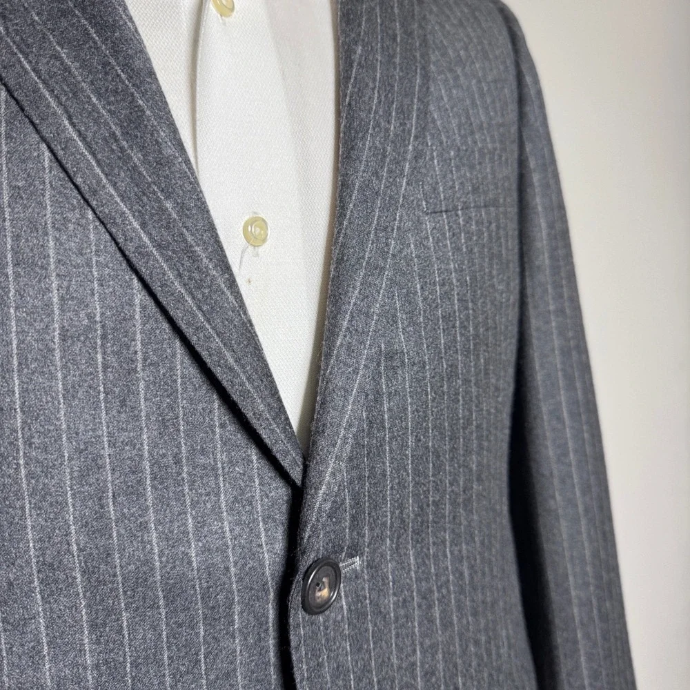 Lauren Ralph Lauren Silver Label Suit Mens 40S 33W Grey Pinstripe Wool‎ Cashmere